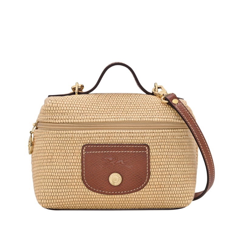 Natural Straw crossbody bag, front view on white background