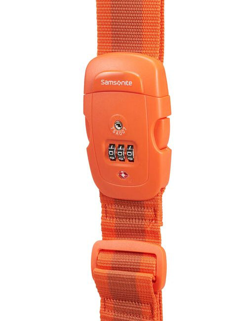 Orange Samsonite travel lock on a white background