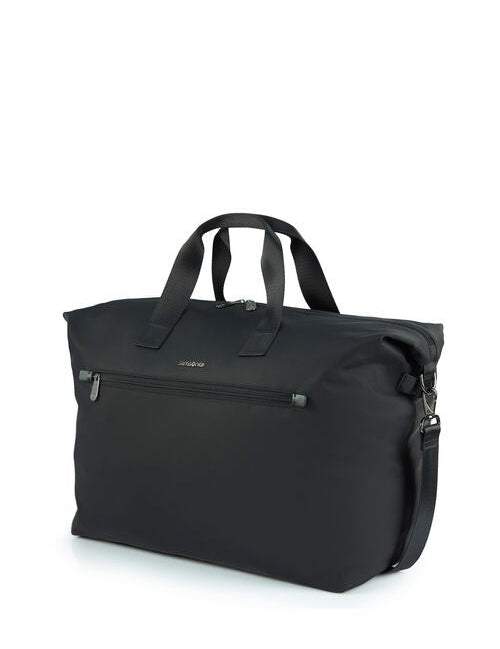 Black travel bag on a white background