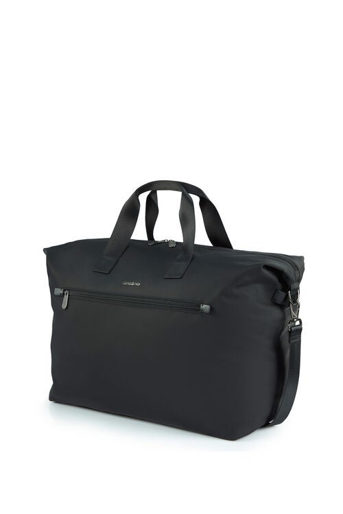 Black travel bag on a white background