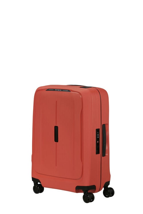 Warm taupe hard-shell carry-on suitcase, angled view on white background