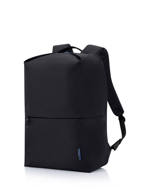 Black backpack on a white background