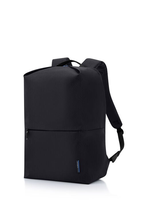 Black backpack on a white background