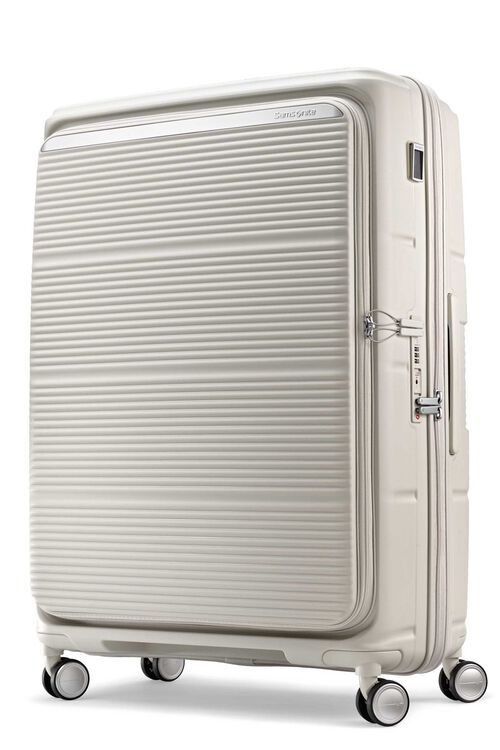 Forest green hard-shell extra-large checked suitcase, angled view on white background