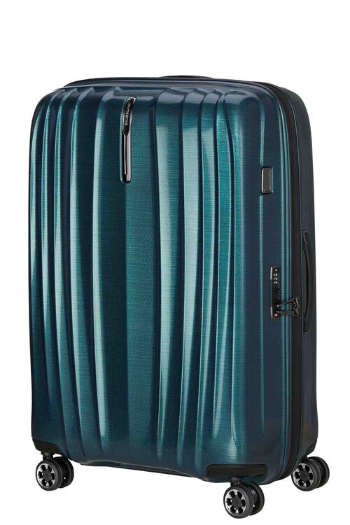 Graphite hard-shell extra-large checked suitcase, angled view on white background