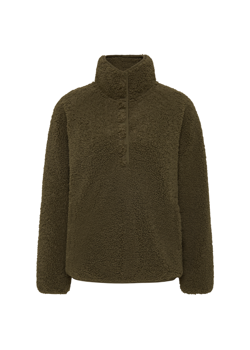 Green fleece pullover on a white background