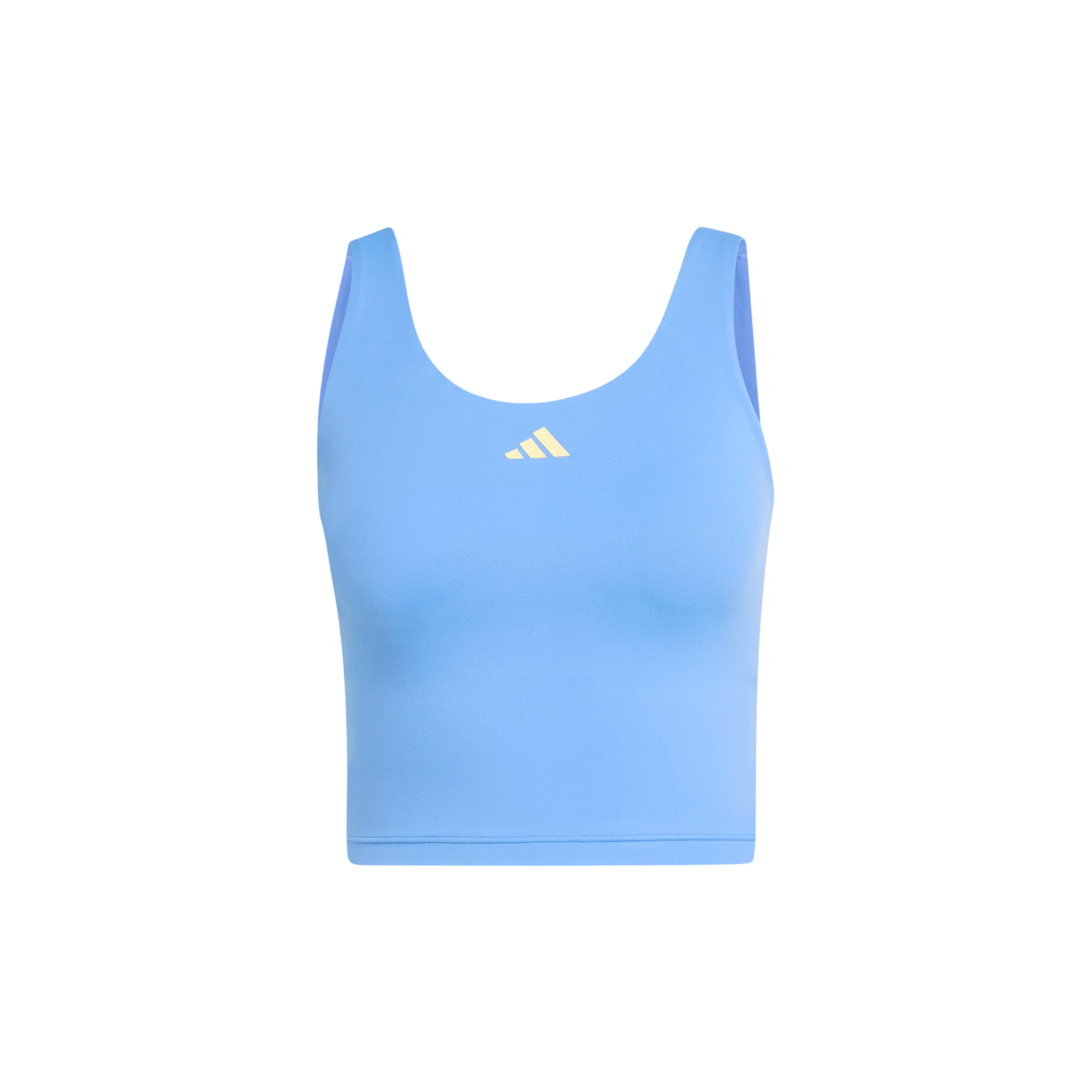 adidas 3-Stripes Studio All Me Light Support Tank product flat lay on a white background