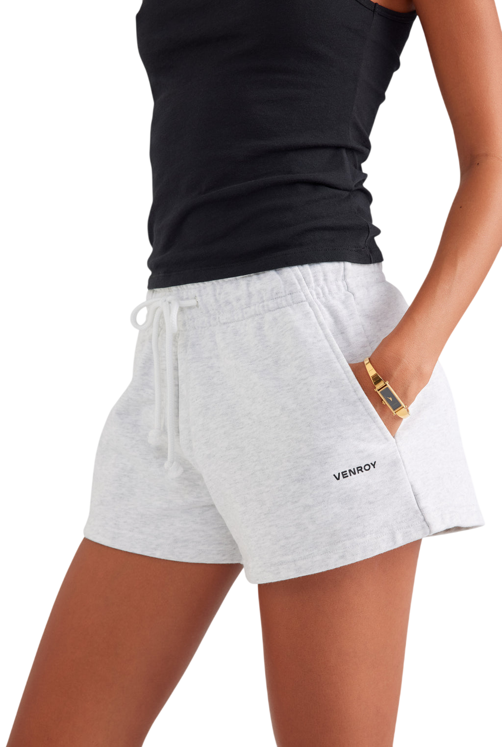 Venroy Fleece Track Short flat lay on a white background