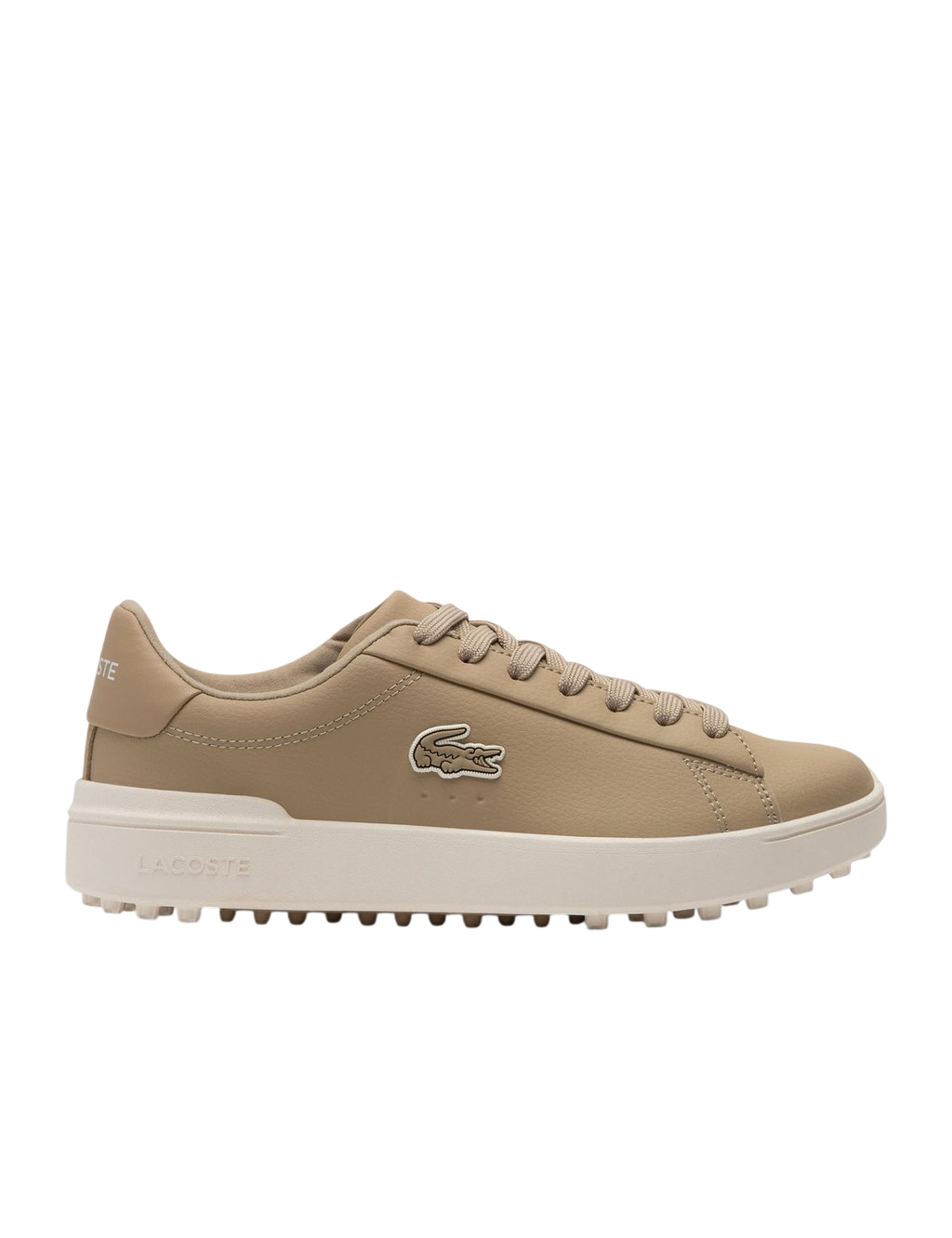 Lacoste Carnaby Golf Shoe in tan on a white background