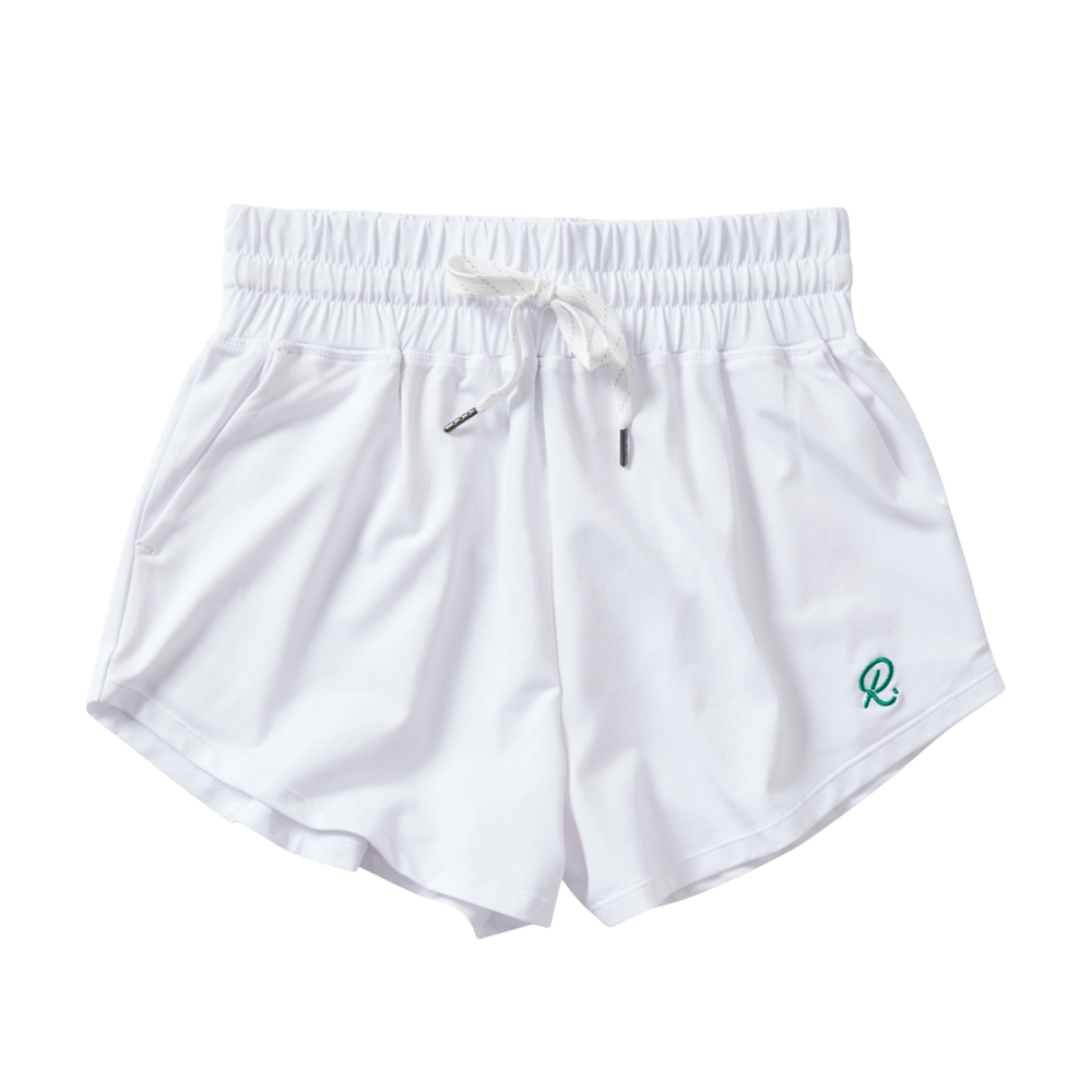 Model wearing Rallee Club Every Play Short in white