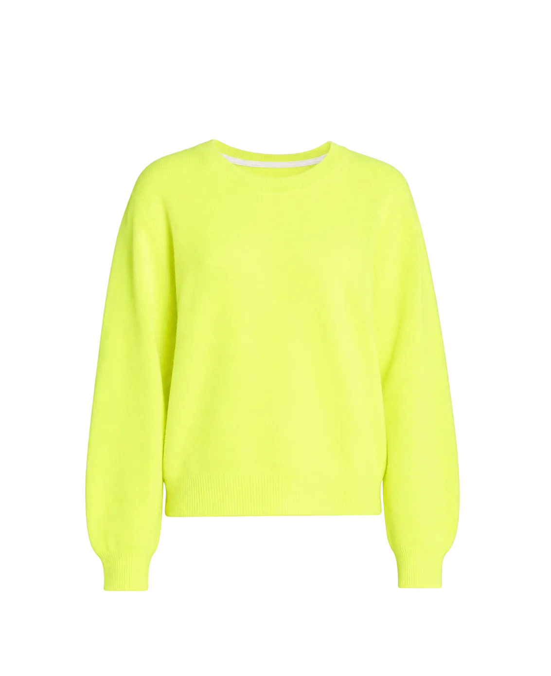 bright yellow round neck jumper on white background

