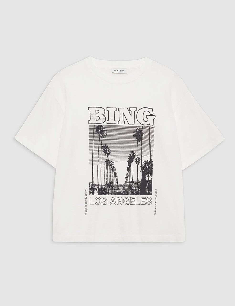 Model wearing Anine Bing Louis Tee in ivory