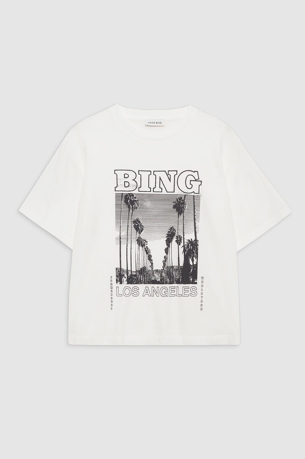 Model wearing Anine Bing Louis Tee in ivory
