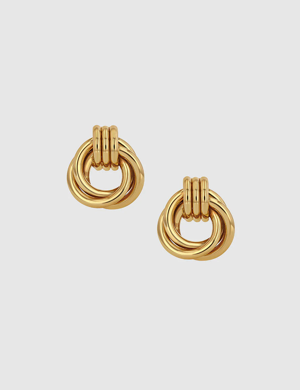 Anine Bing Triple Knot Earrings in gold on a white background