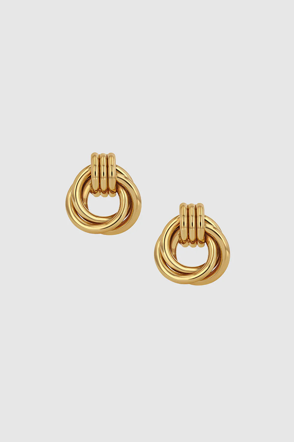 Anine Bing Triple Knot Earrings in gold on a white background