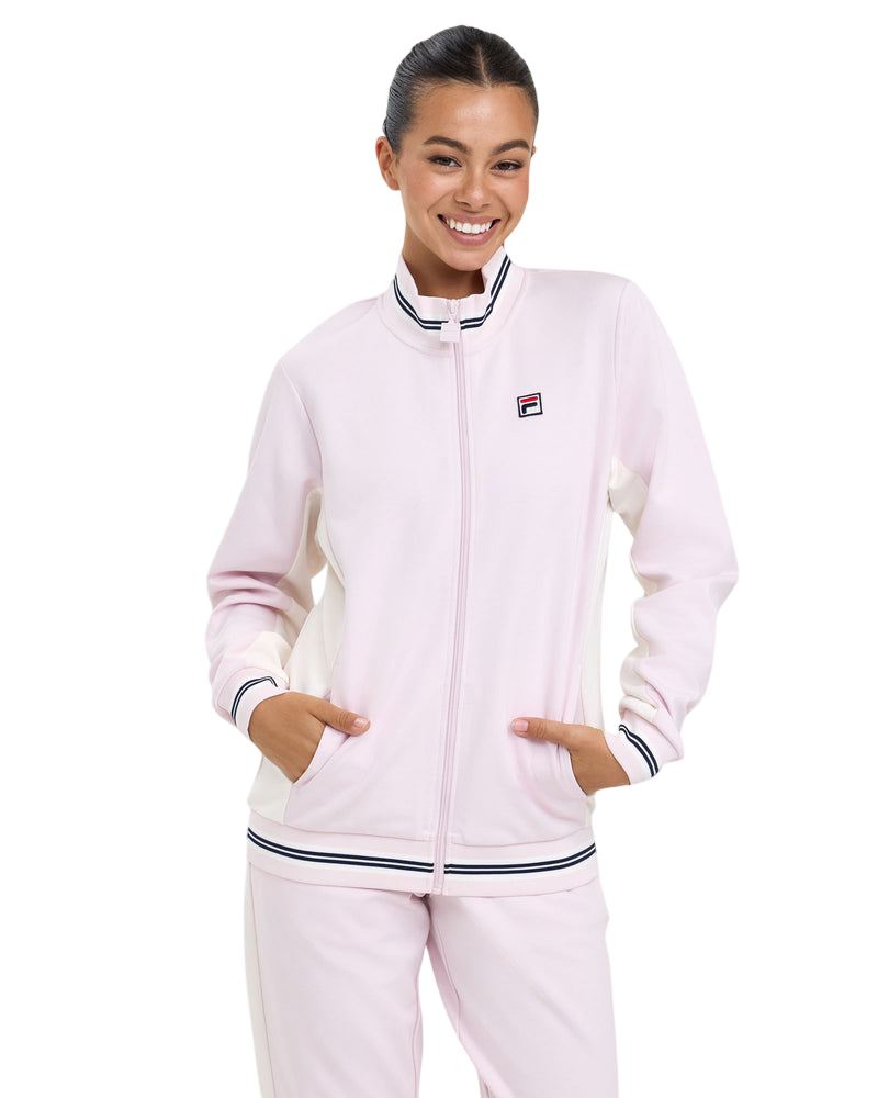 Model wearing FILA Unisex Ainsley Jacket in black