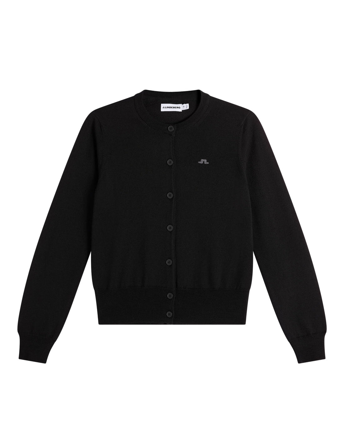Model wearing J.Lindeberg Joanna Knitted Cardigan in black
