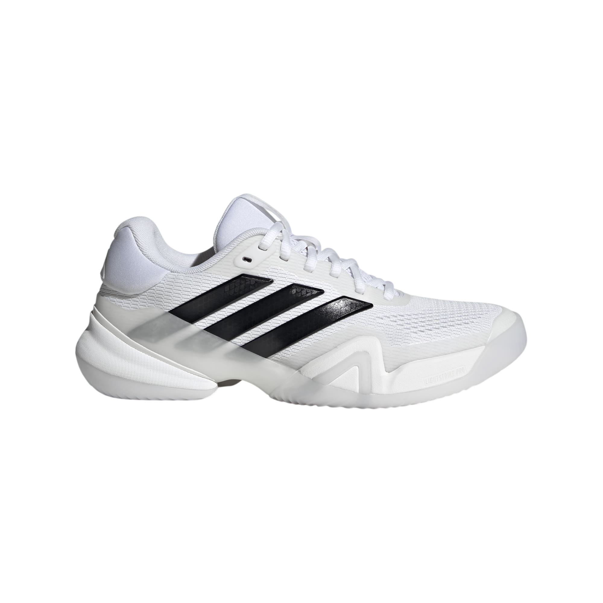 adidas Barricade 14 Tennis Shoes in white on a white background