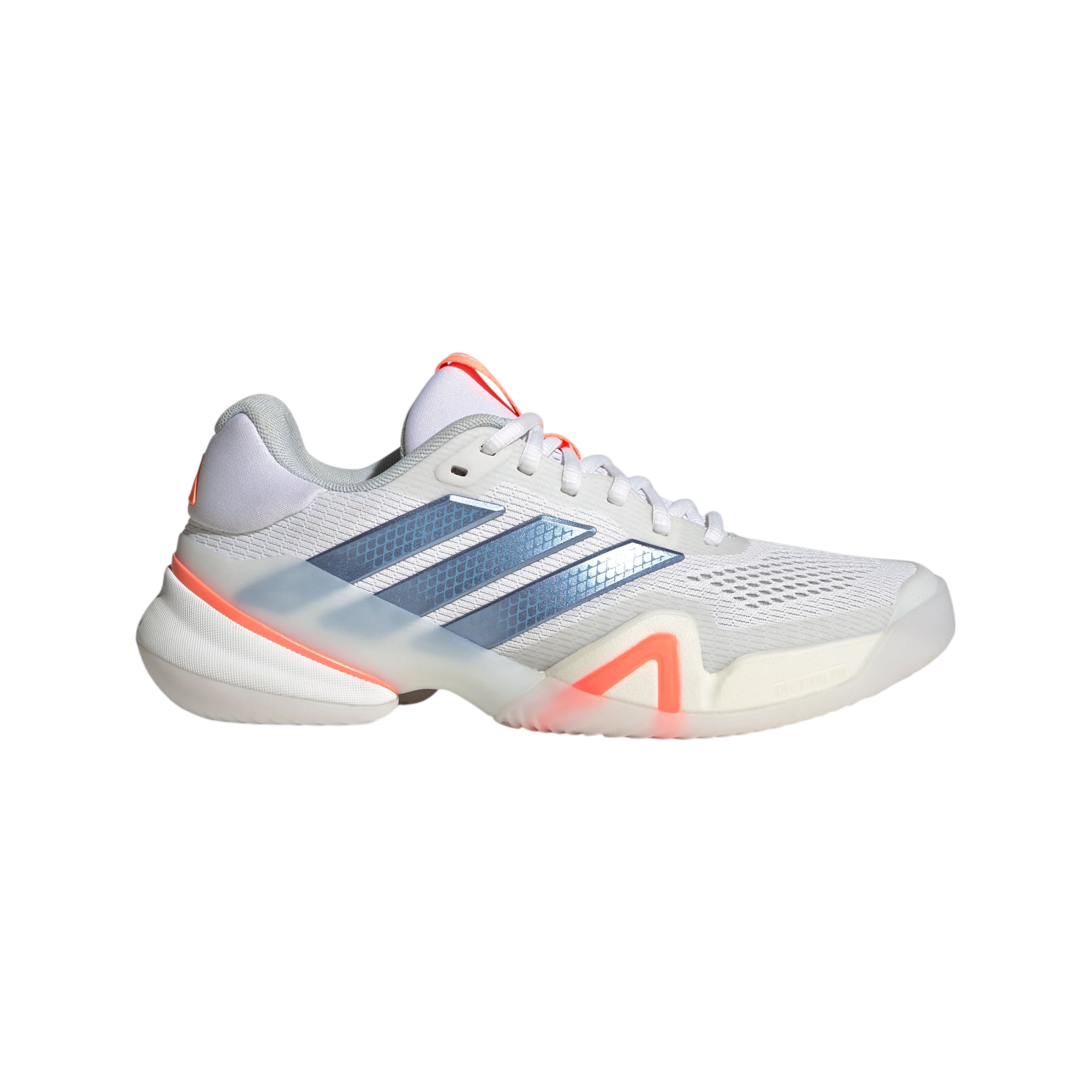 adidas Barricade 14 Tennis Shoes in white 2 on a white background