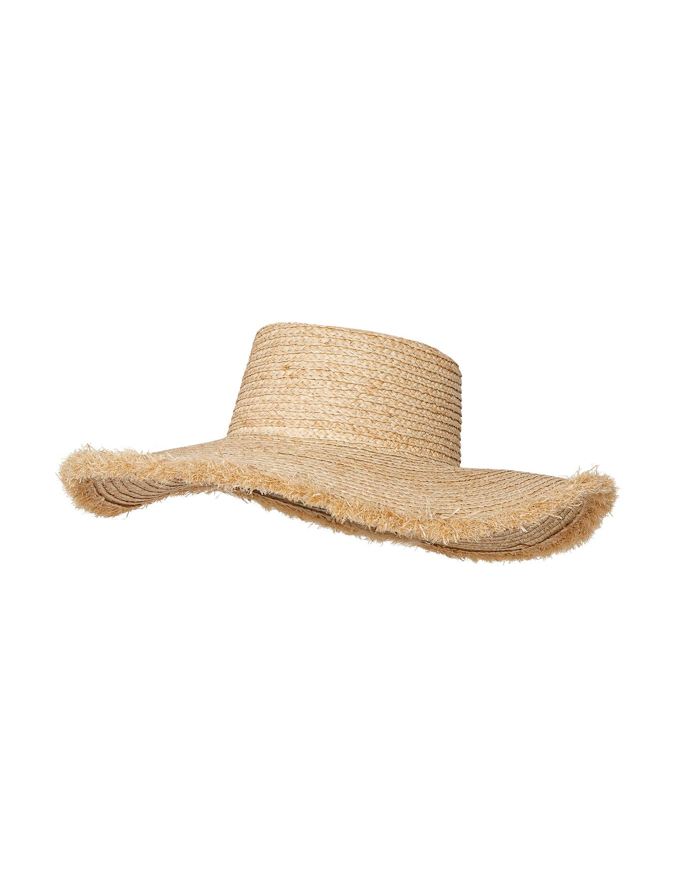 Natural straw hat on a white background