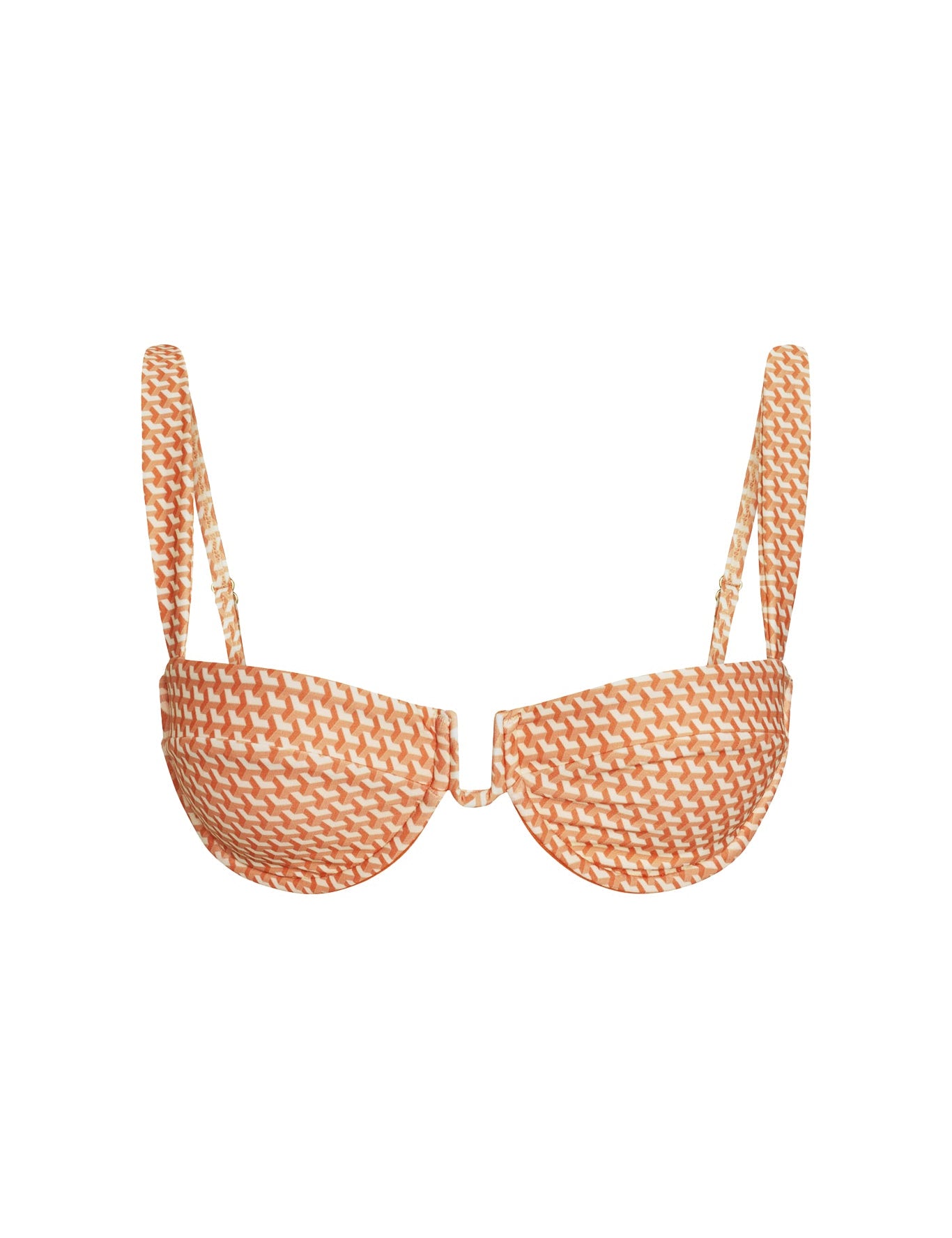 Bra-style bikini top with chain-like design on a white background