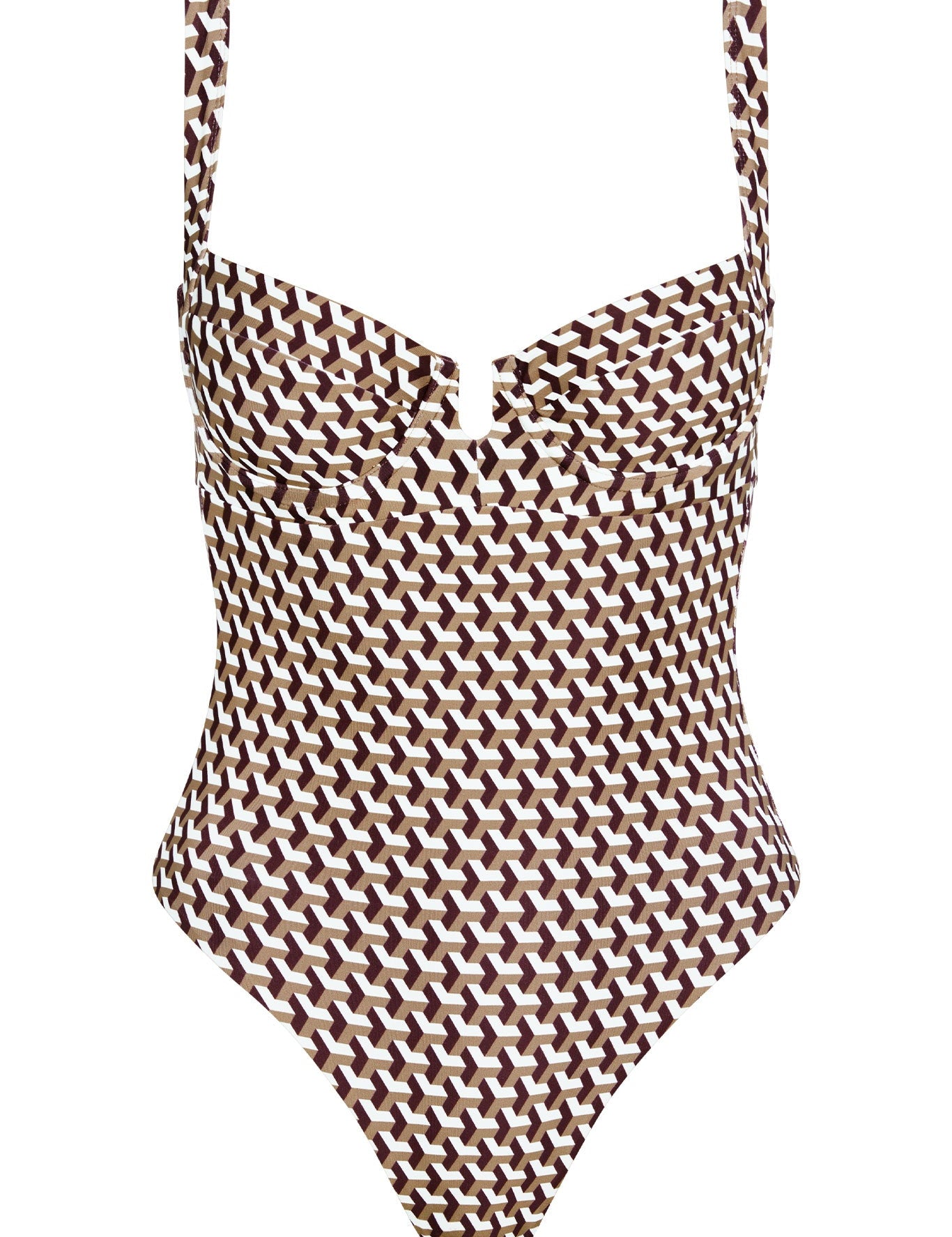 One-piece swimsuit with chain pattern on a white background