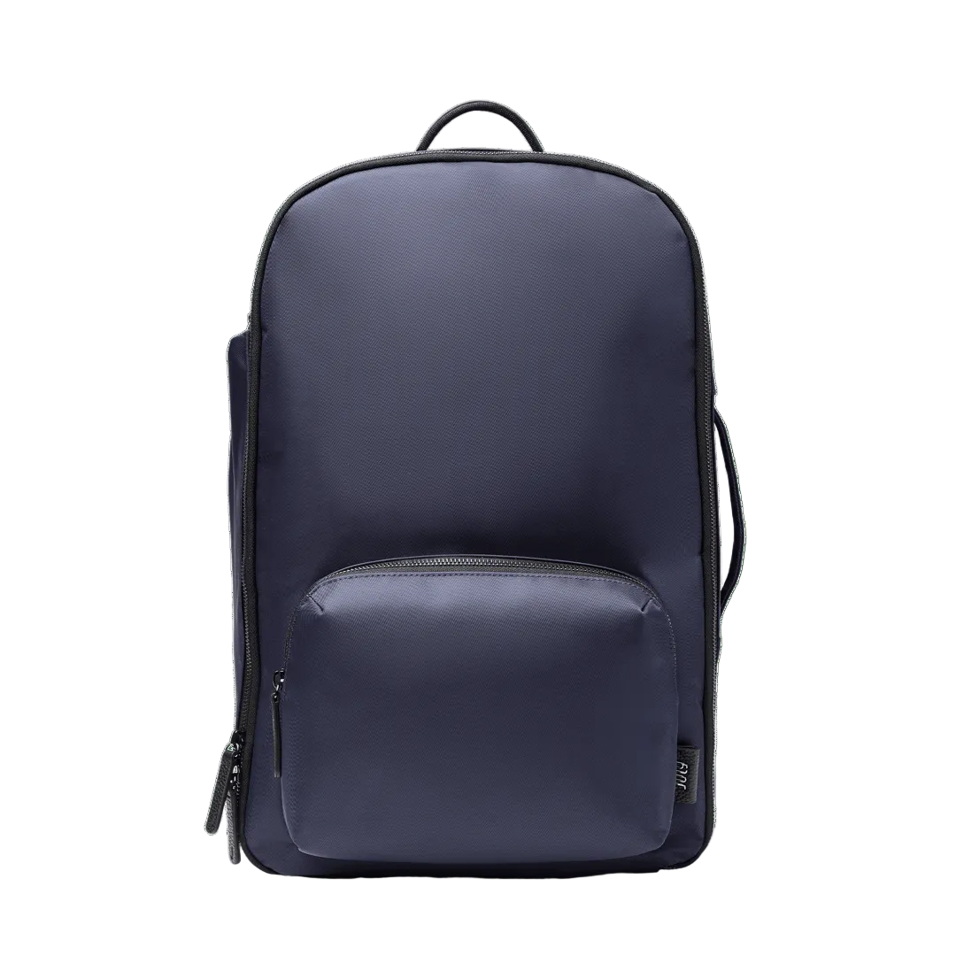 Navy blue backpack on a transparent background
