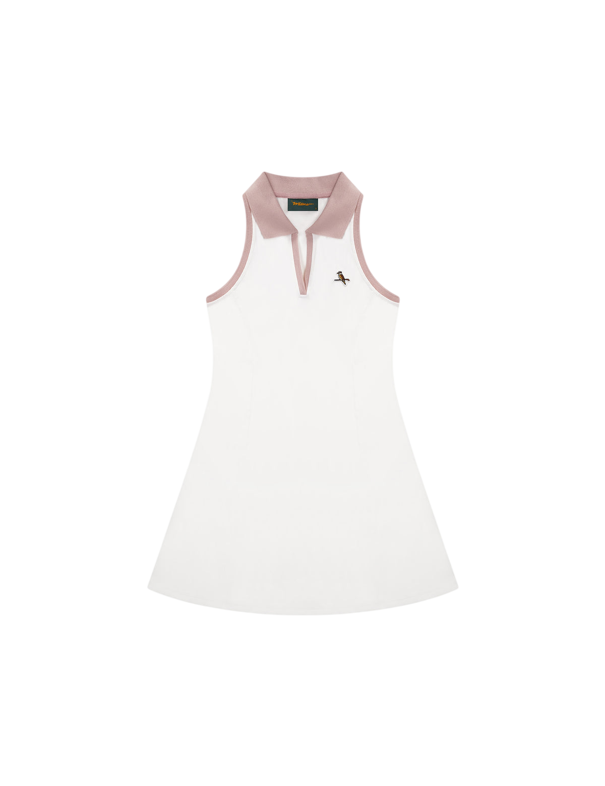 Model wearing Walker Golf Things Fairway Dress in White and Pink