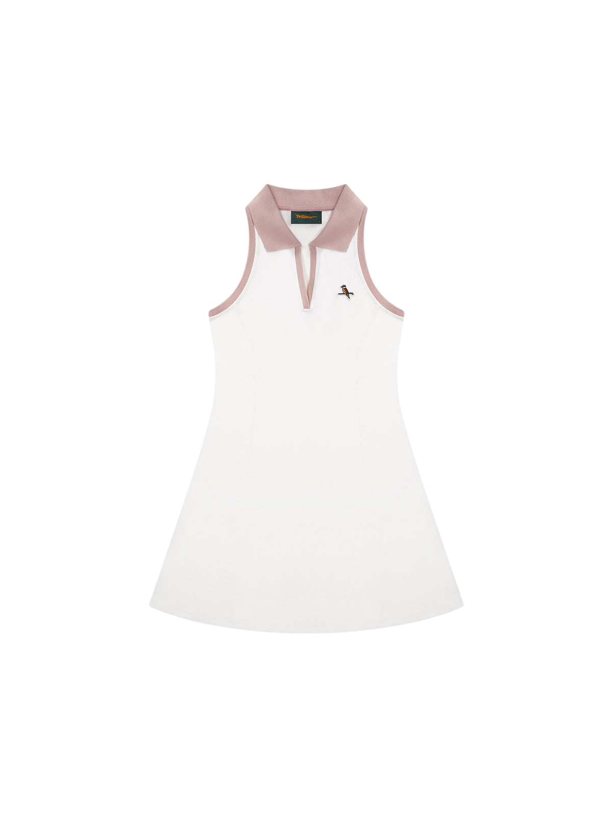 Model wearing Walker Golf Things Fairway Dress in White and Pink