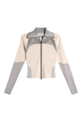 Terri Contrast Rib Zip Sweater