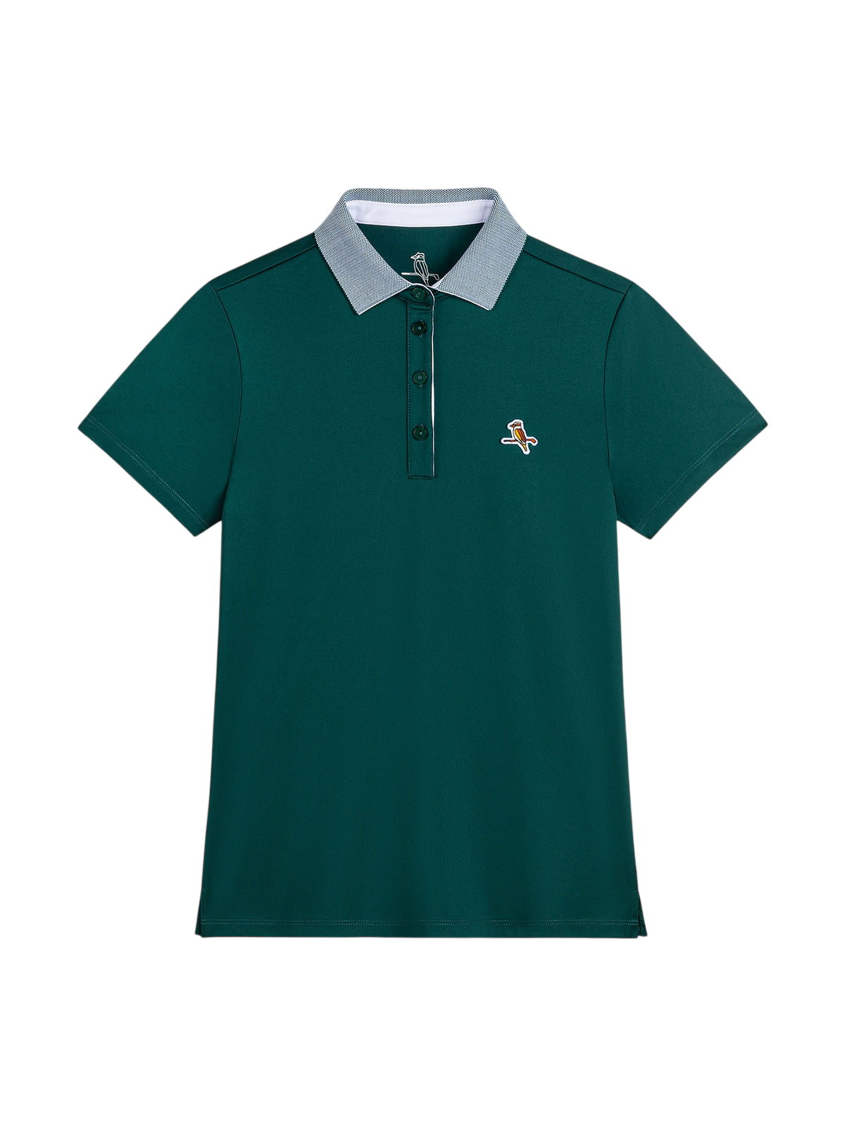 Model wearing Walker Golf Things Kooka Performance Polo in Forest