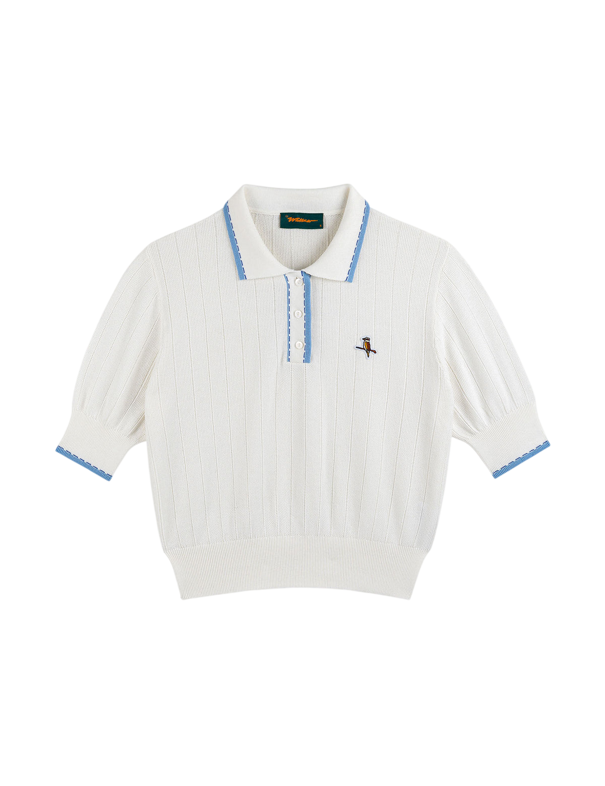 Model wearing Walker Golf Things SS Knit Polo in Ivory