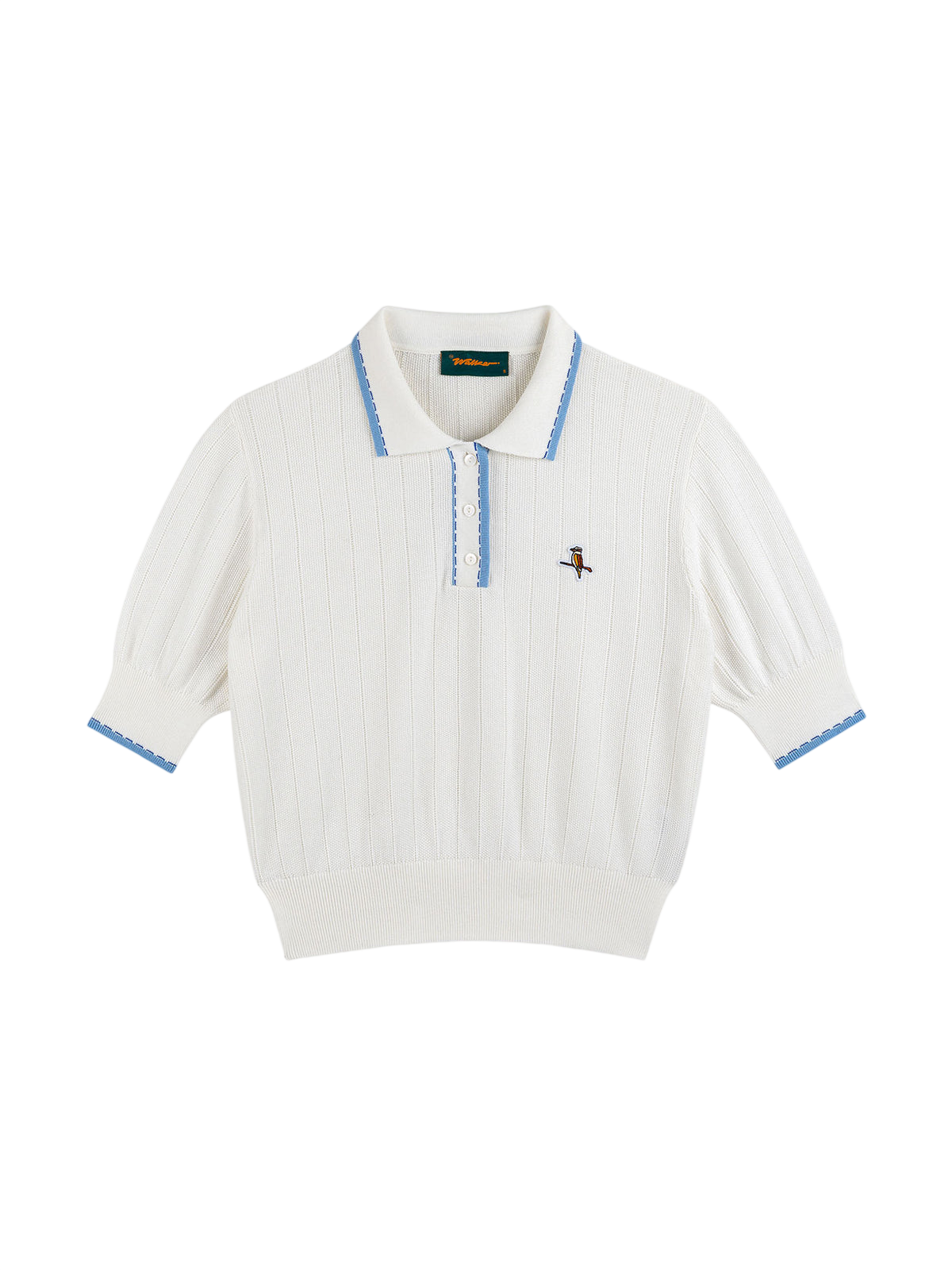 Model wearing Walker Golf Things SS Knit Polo in Ivory