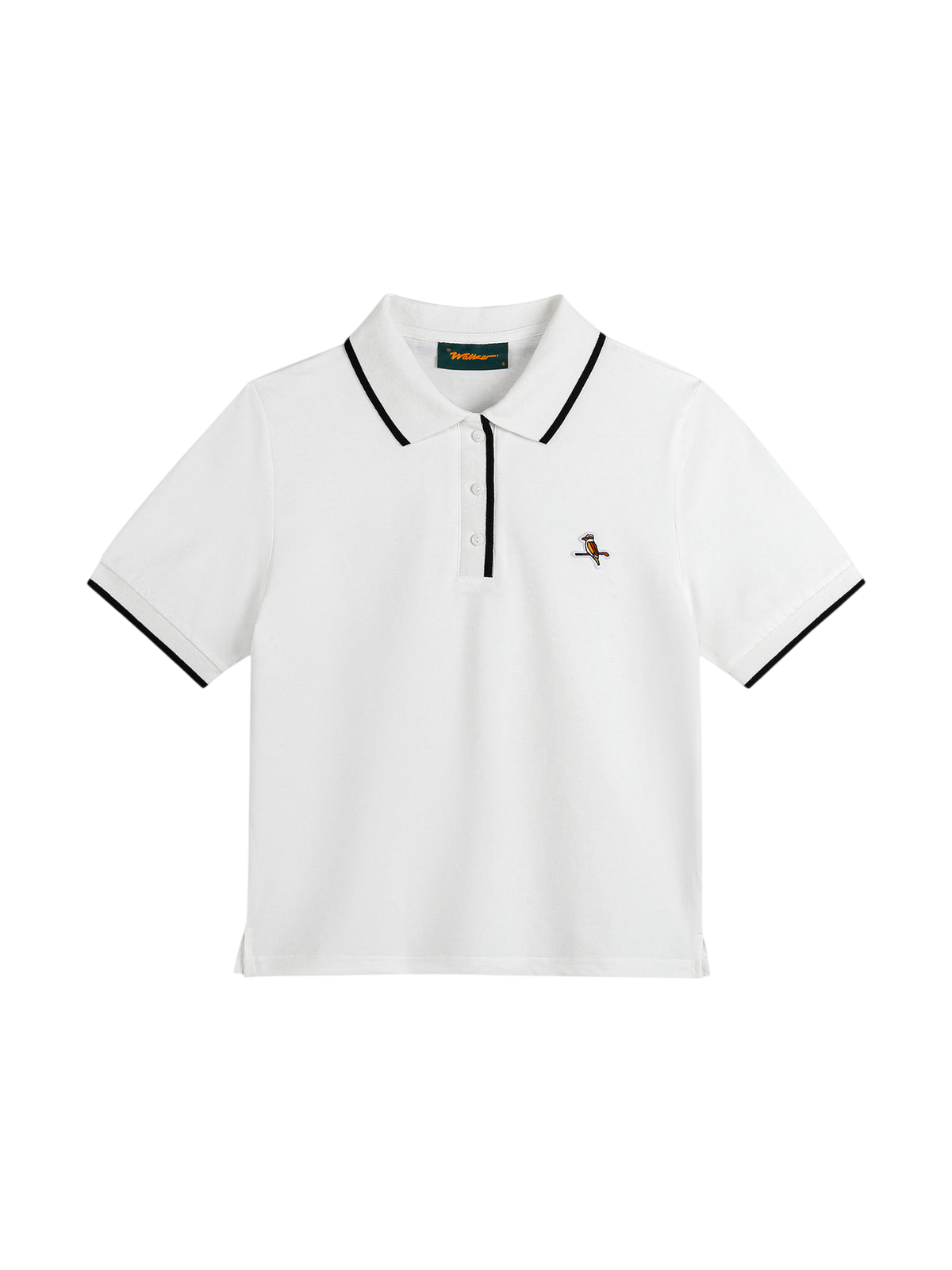 Model wearing Walker Golf Things Kooka Polo in White Blue