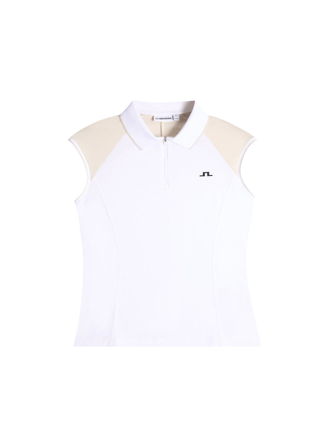 Model wearing J.Lindeberg Lei Polo in white