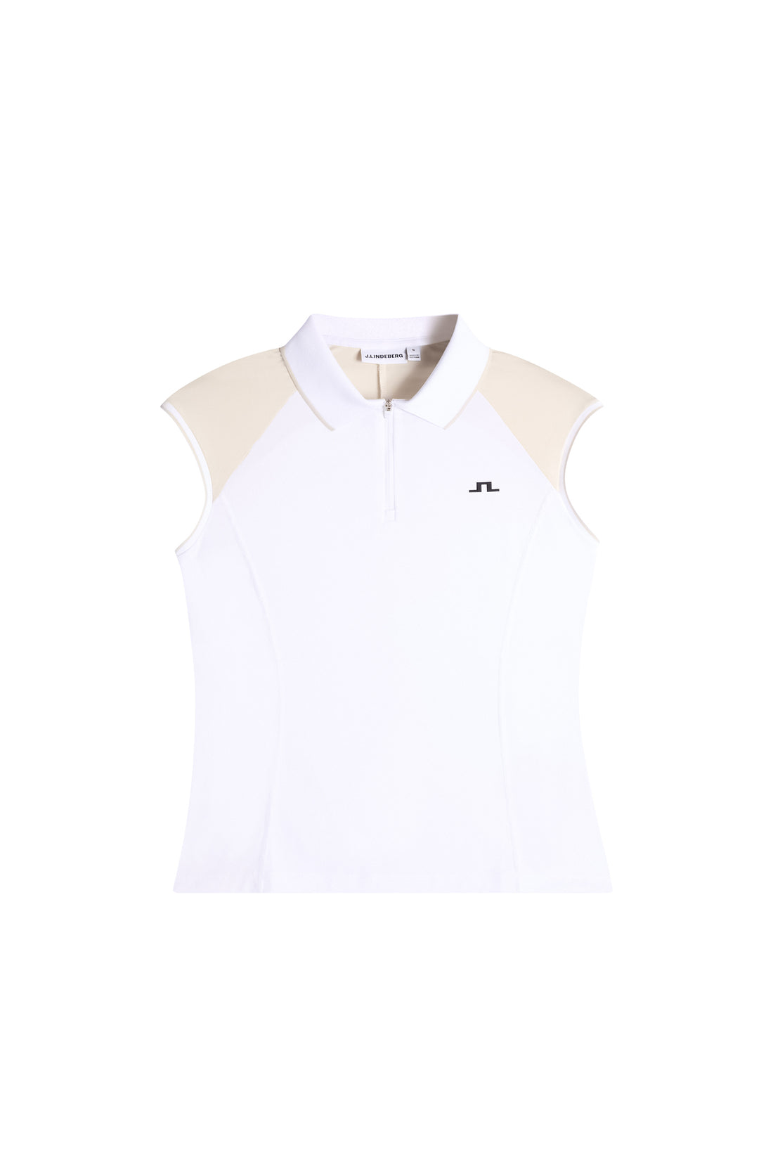Model wearing J.Lindeberg Lei Polo in white