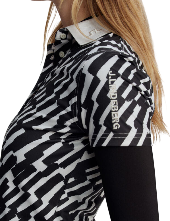 Model wearing J.Lindeberg Tour Tech Print Polo