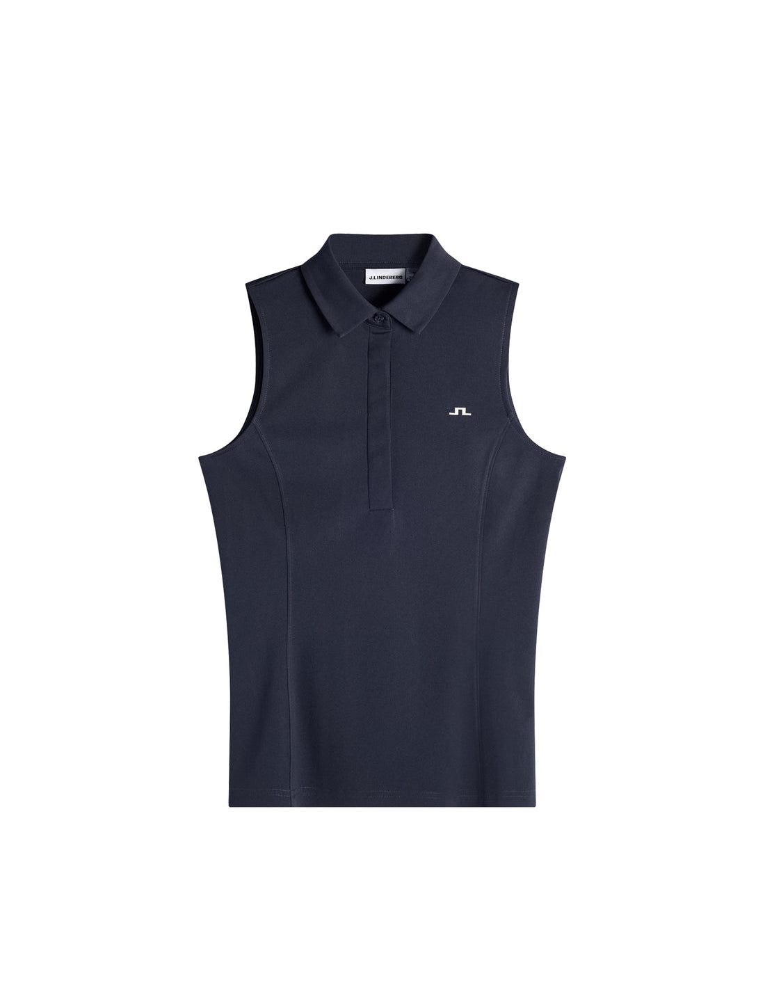 Model wearing J.Lindeberg Dena Sleeveless Polo in sage green