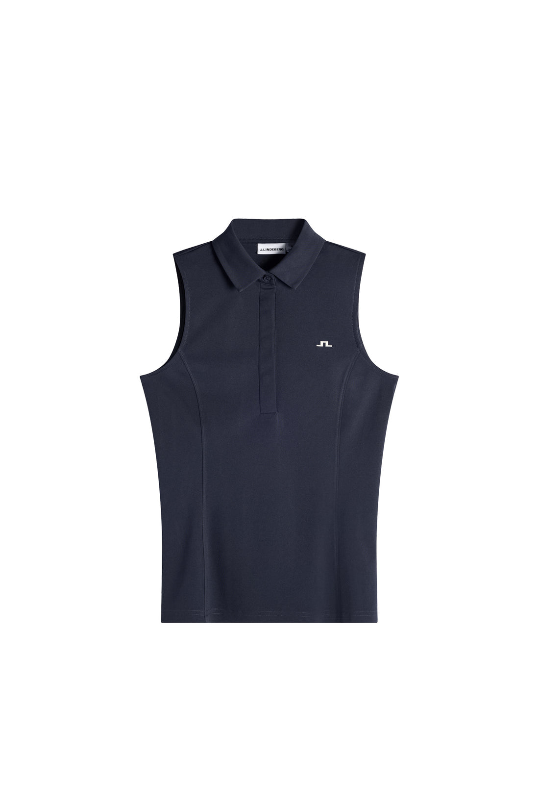 Model wearing J.Lindeberg Dena Sleeveless Polo in sage green