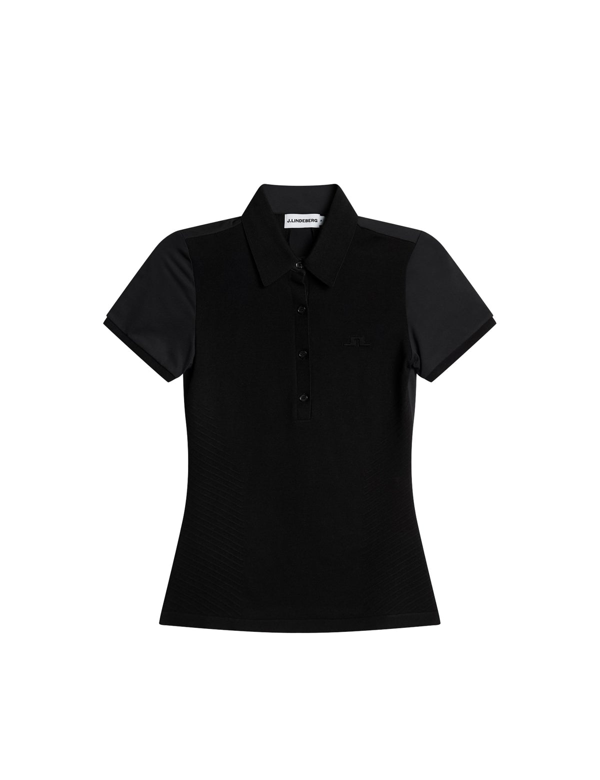 Model wearing J.Lindeberg Kailey Hybrid Knit Polo Shirt