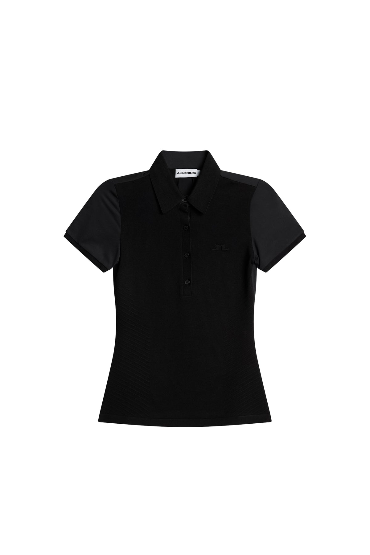 Model wearing J.Lindeberg Kailey Hybrid Knit Polo Shirt