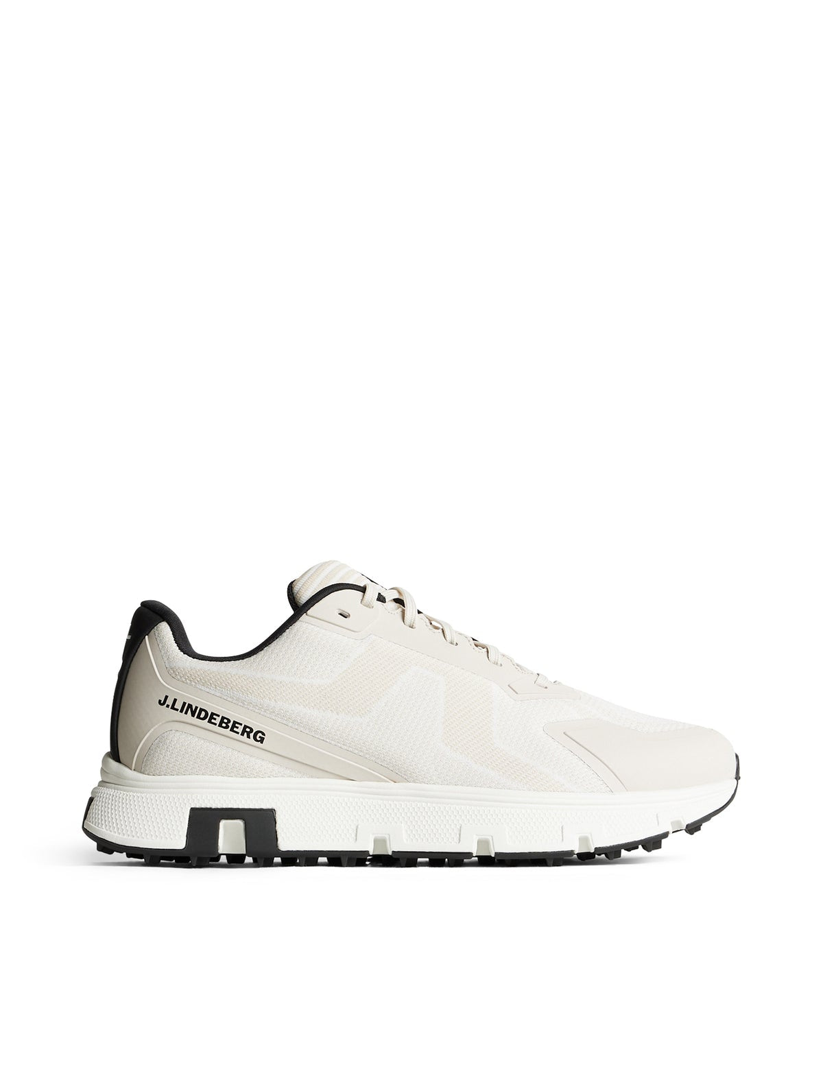 White sneaker with black accents on a white background