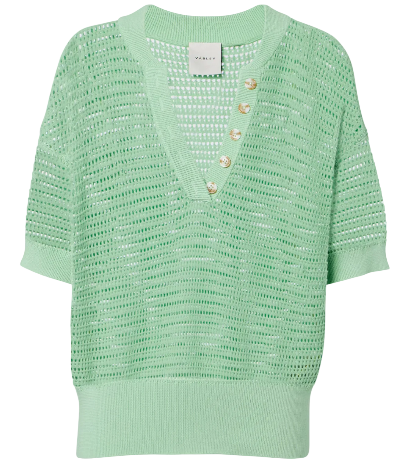 Light green knitted cardigan on a white background