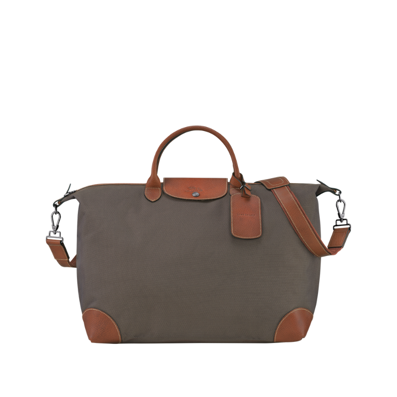 Navy travel bag, front view on white background