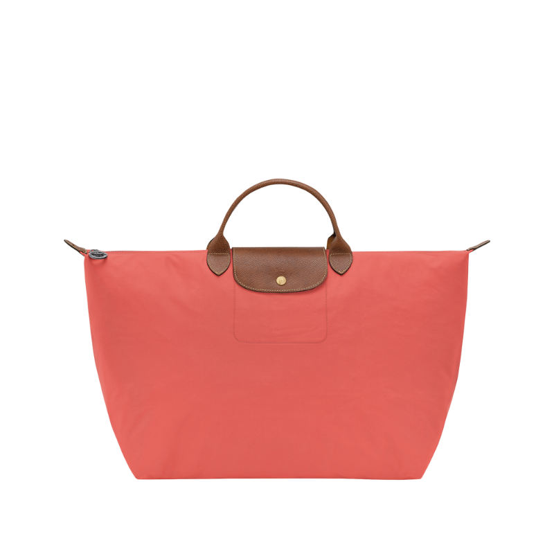 Teal travel bag, front view on white background