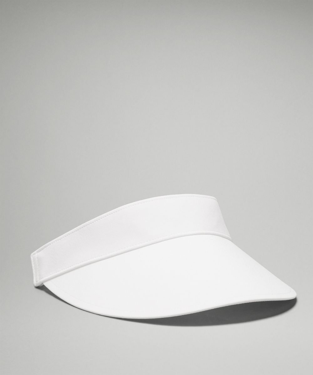 Black wide band running visor, front view on white background