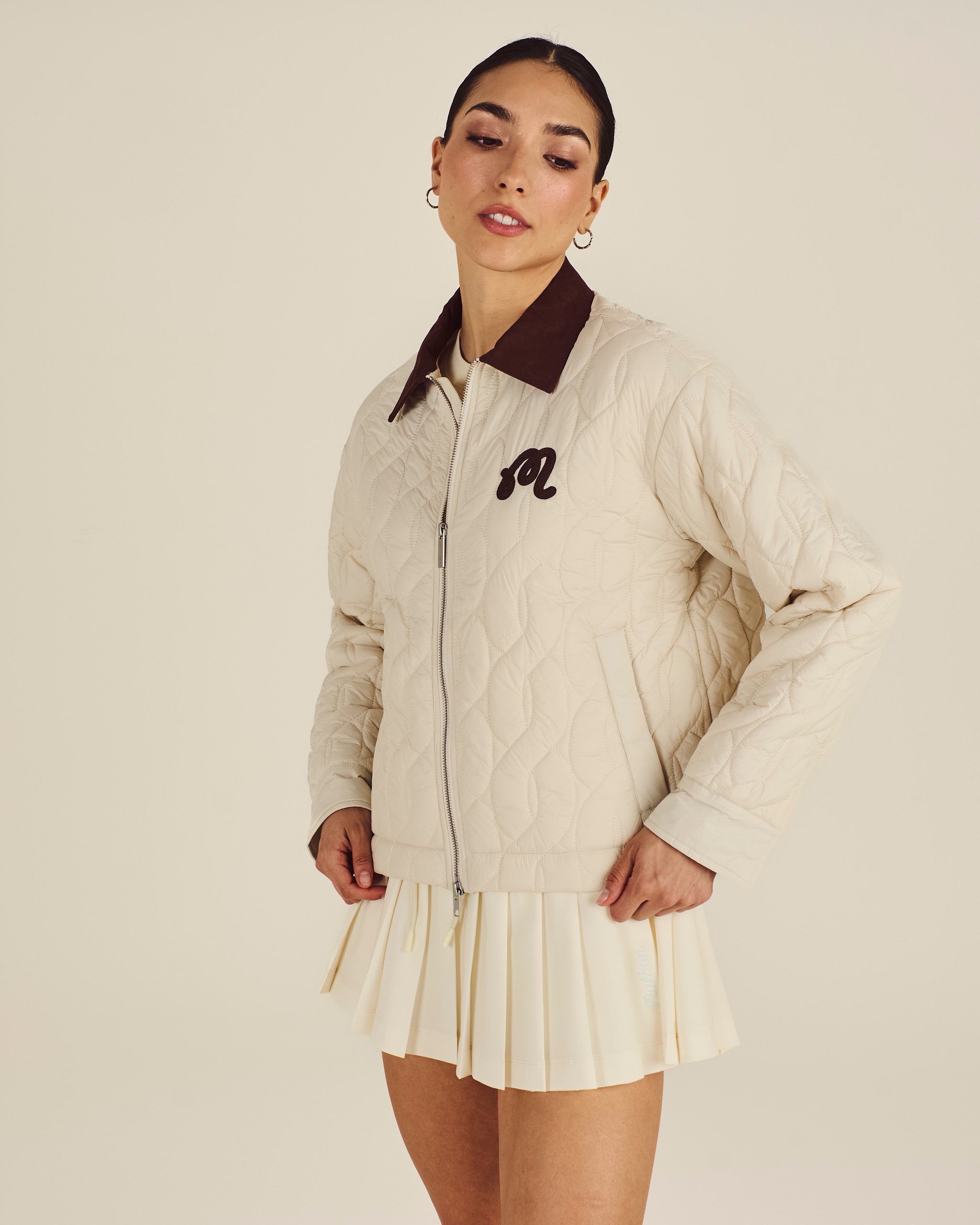 Model wearing Malbon Luisa Jacket in cream