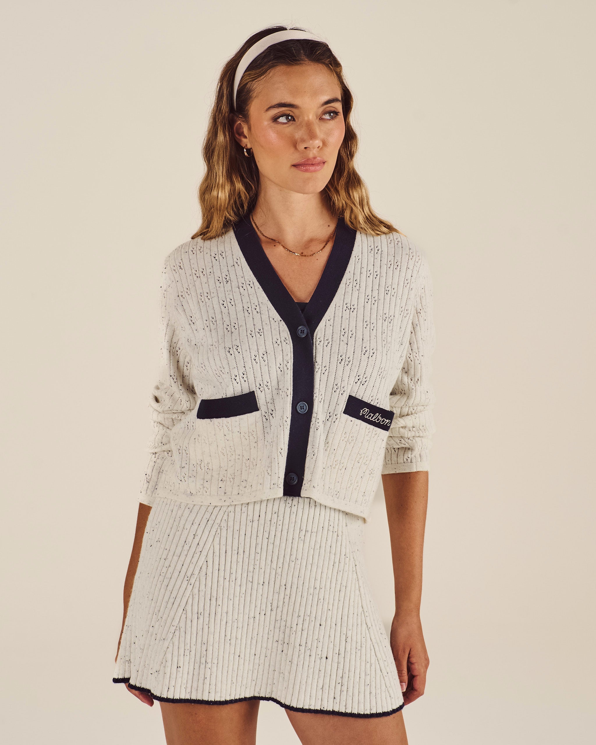 Malbon Nara Cardigan, golf cardigan.