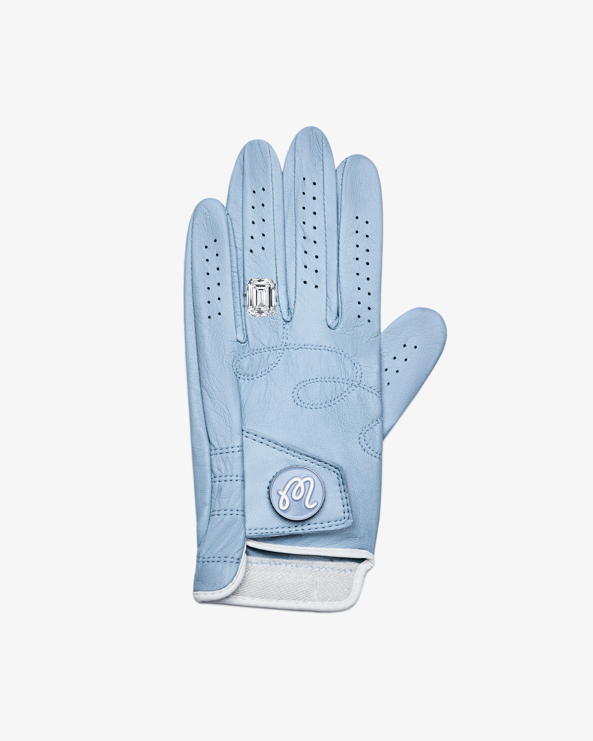 Malbon Ring Golf Glove in submarine blue on a white background