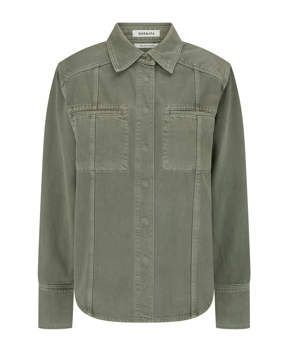 Nagnata Vegetable Dye Utility Jacket in taupe on a white background